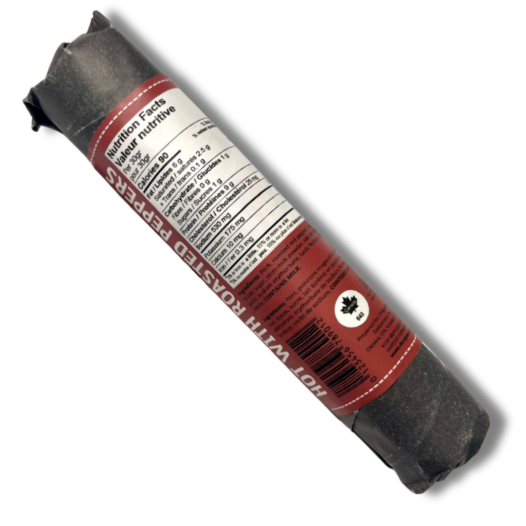 Spanish Hot Dry Sausage with Roasted Peppers - Salchichon Picante. Don Jose, Stick 225g - Solfarmers