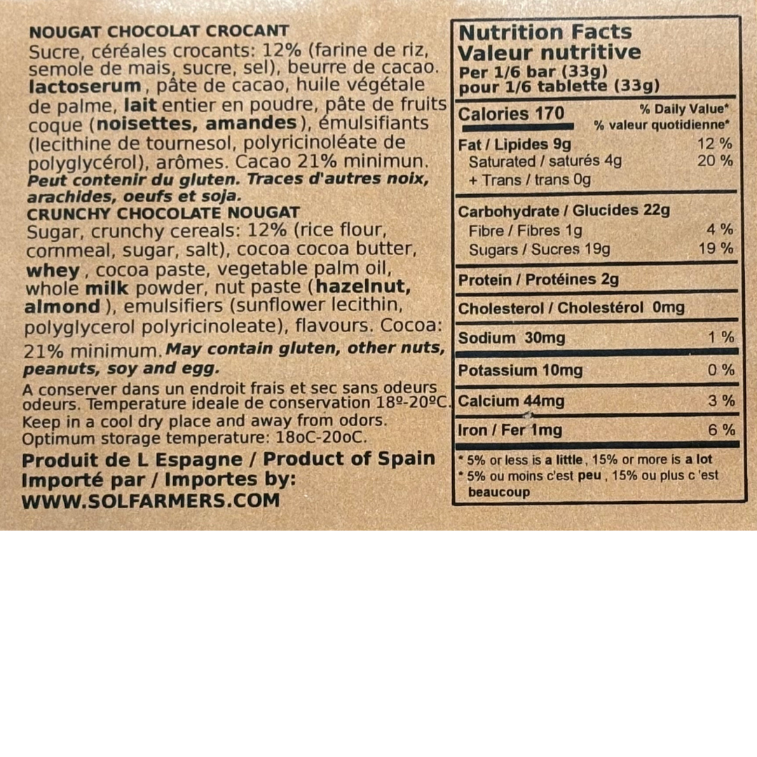 Turron milk chocolate with Crispy Rice - Turron Chocolate Crujiente. AntiuXixona, 200g - Solfarmers