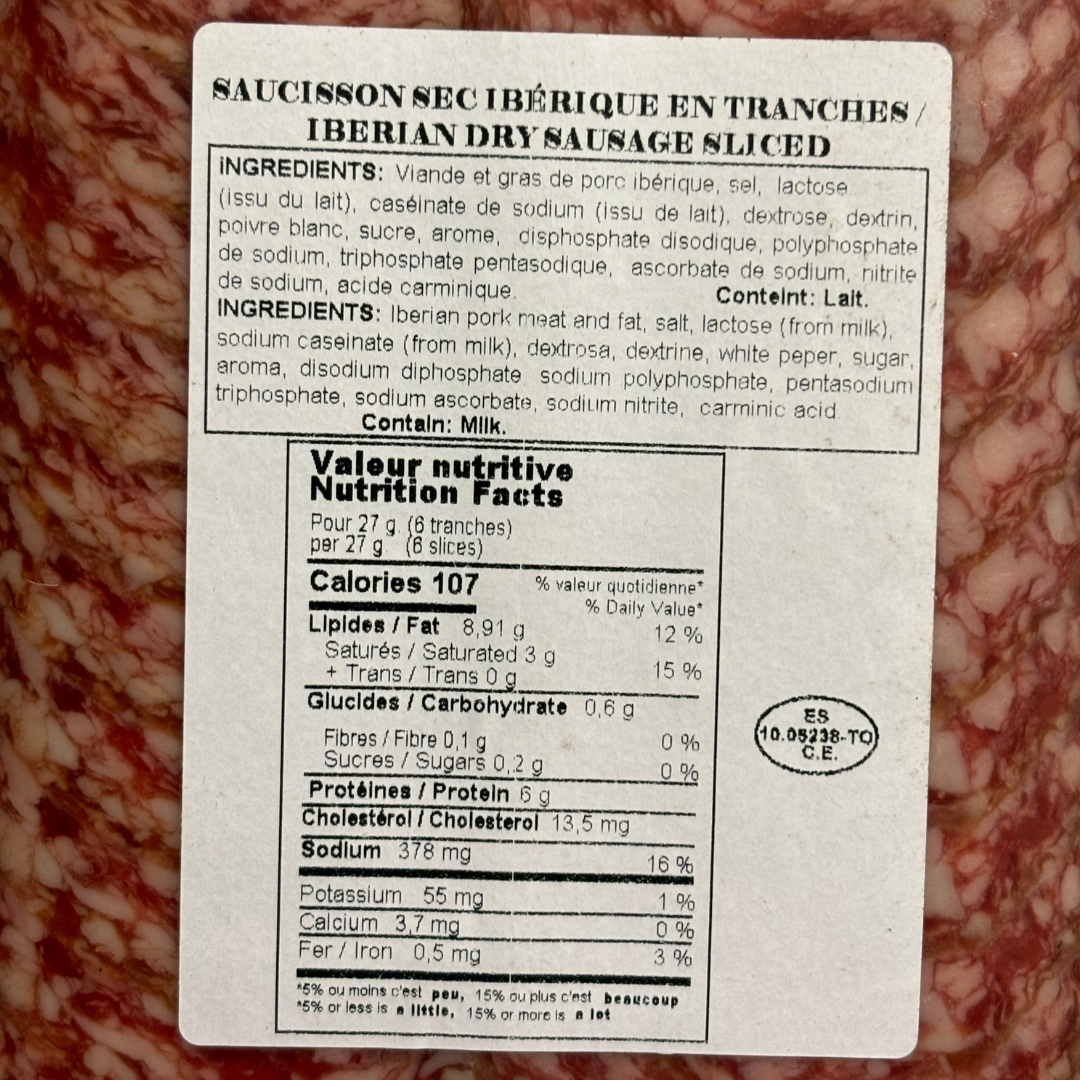 Iberian Dry Sausage Sliced - Salchichon Iberico lonchas. La Barrica, 80g - Little Spain Market