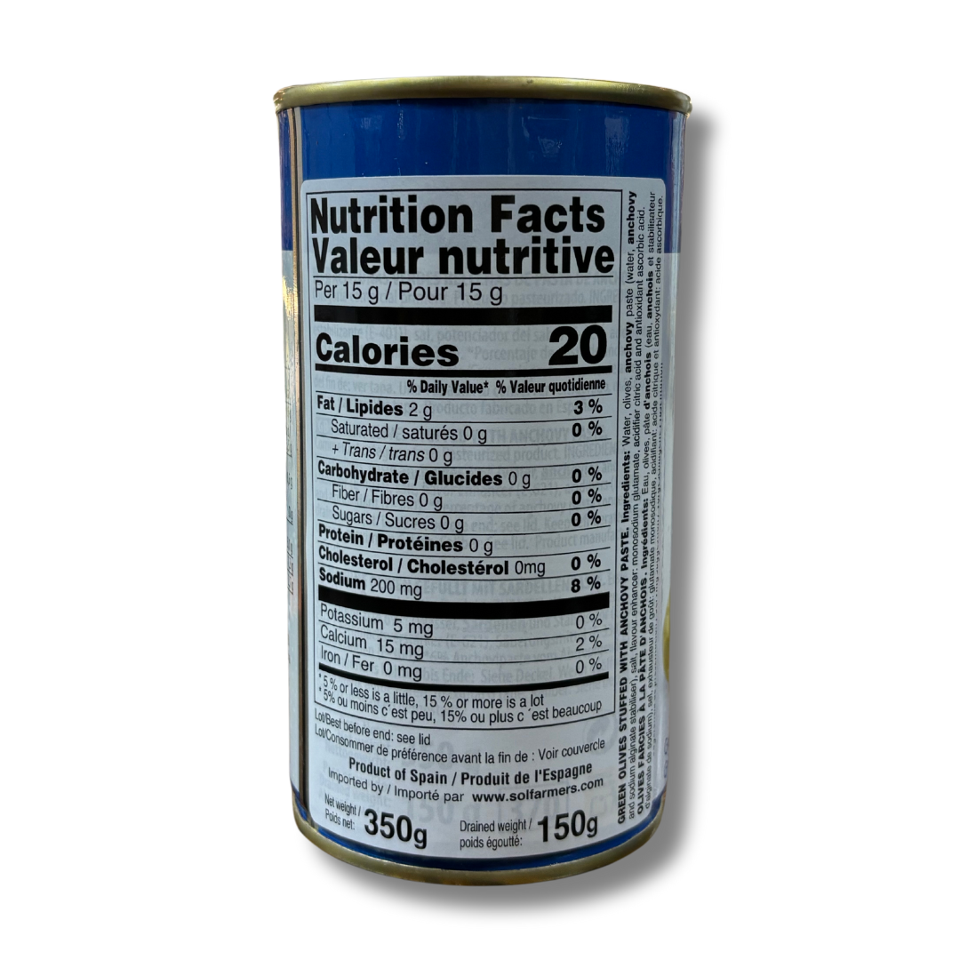 Anchovy Stuffed Manzanilla Green Olives - Aceitunas Rellenas Anchoa. El Faro, 350g - Little Spain Market