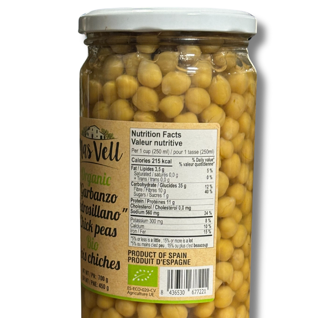 Mas Vell organic chickpeas Pedrosillano in brine, 700 g - Little Spain Market