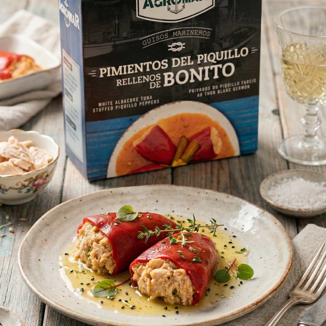 Agromar Piquillo Peppers Stuffed with Bonito del Norte Tuna 280 g Spanish tapas