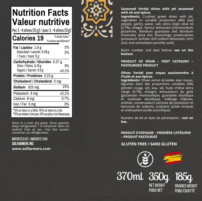Marinated Green Olives Receta Andaluza - Aceitunas Marinadas. Little Spain, 350g - Little Spain Market
