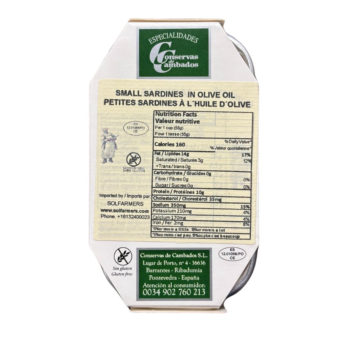 Small Sardines in Olive Oil - Sardinas en Aceite de Oliva - Especialidades - Solfarmers