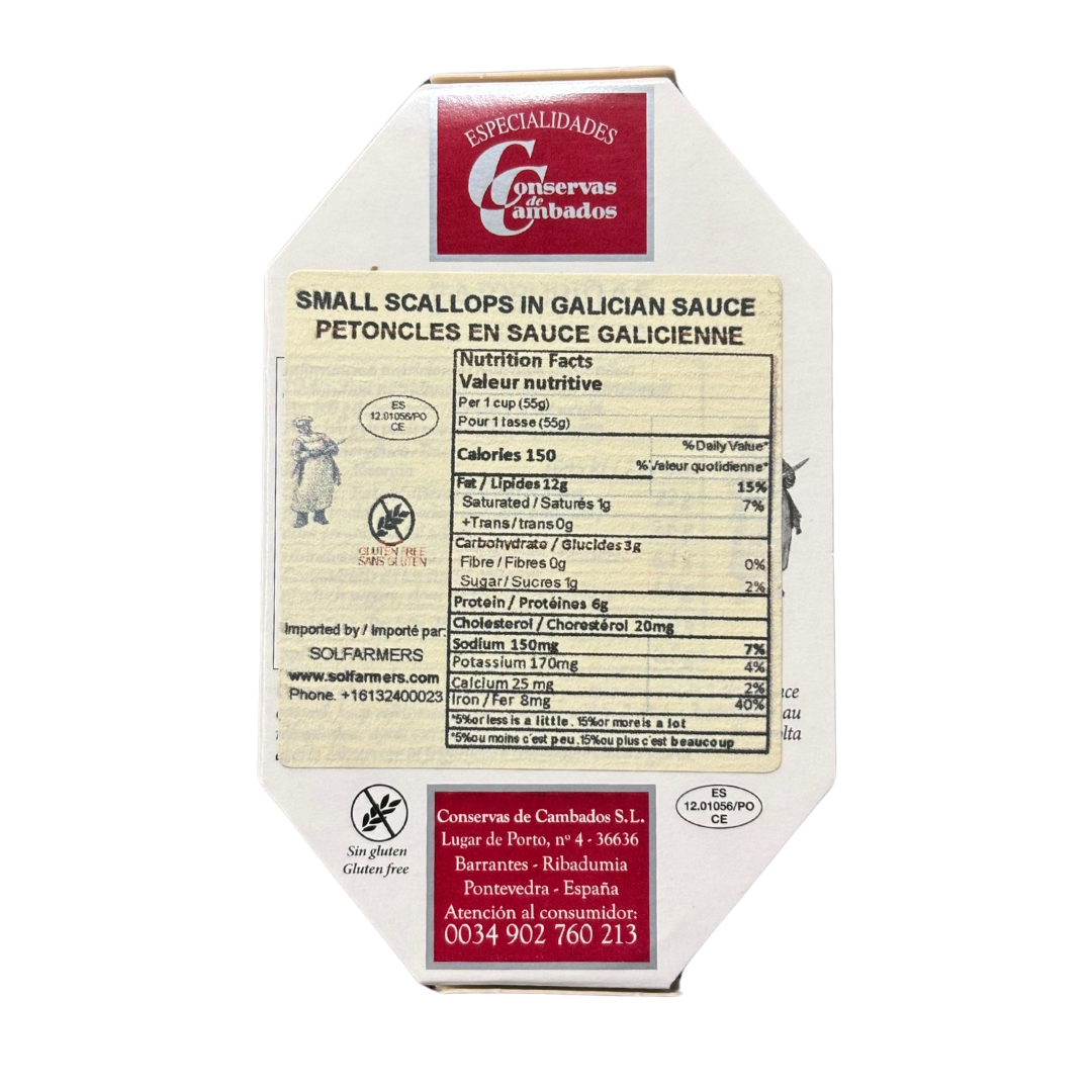 Small Scallops in Galician Sauce - Zamburiñas en Salsa Gallega - Especialidades - Solfarmers