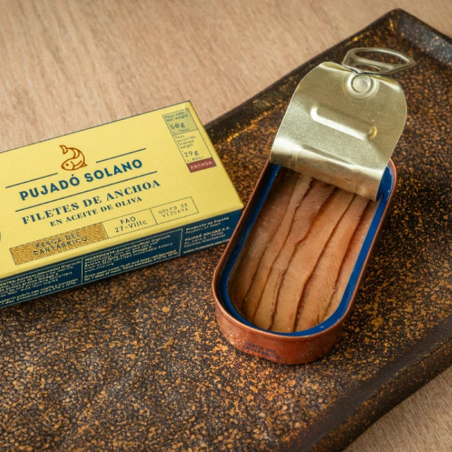 Cantabrian Anchovy in Olive Oil - Anchoa Cantabrica Aceite de Oliva. Pujado Solano, 50g - Little Spain Market