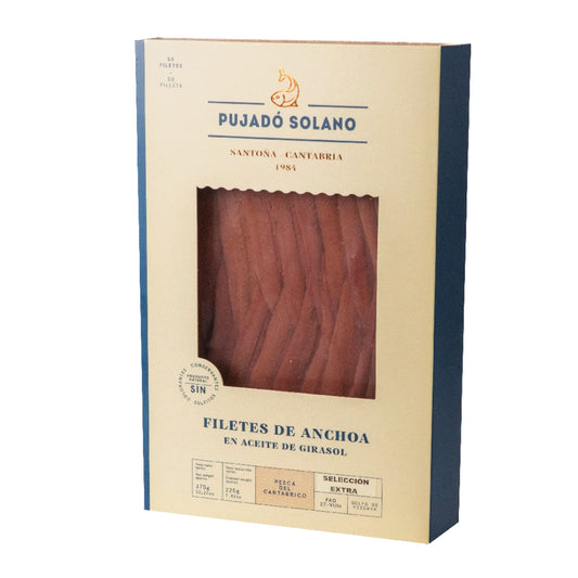Cantabrian Anchovy in Sunflower Oil - Anchoa Cantabrica en Aceite. Pujado Solano, 375g - Little Spain Market