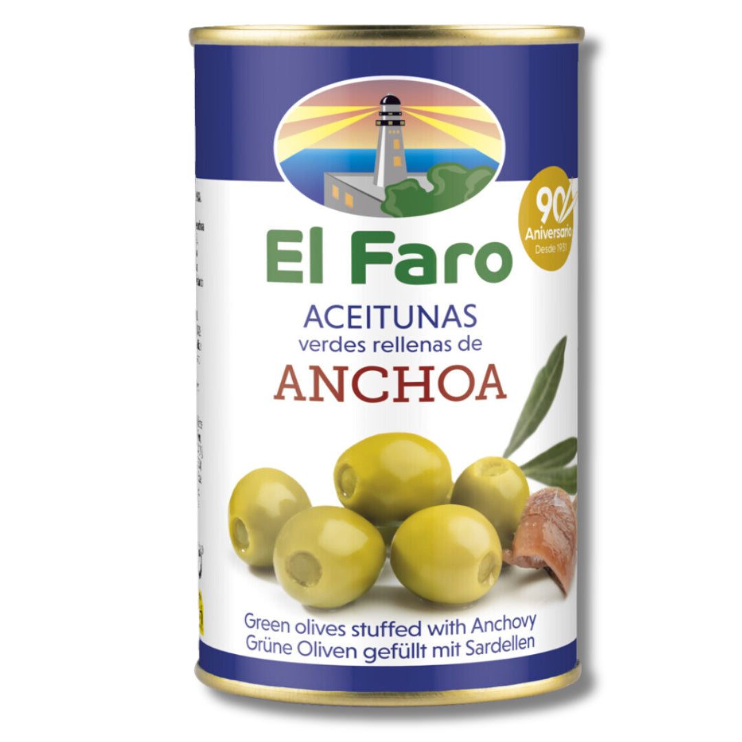 Anchovy Stuffed Green Olives - Aceitunas Rellenas Anchoa. El Faro, 1.470 Lt - Little Spain Market