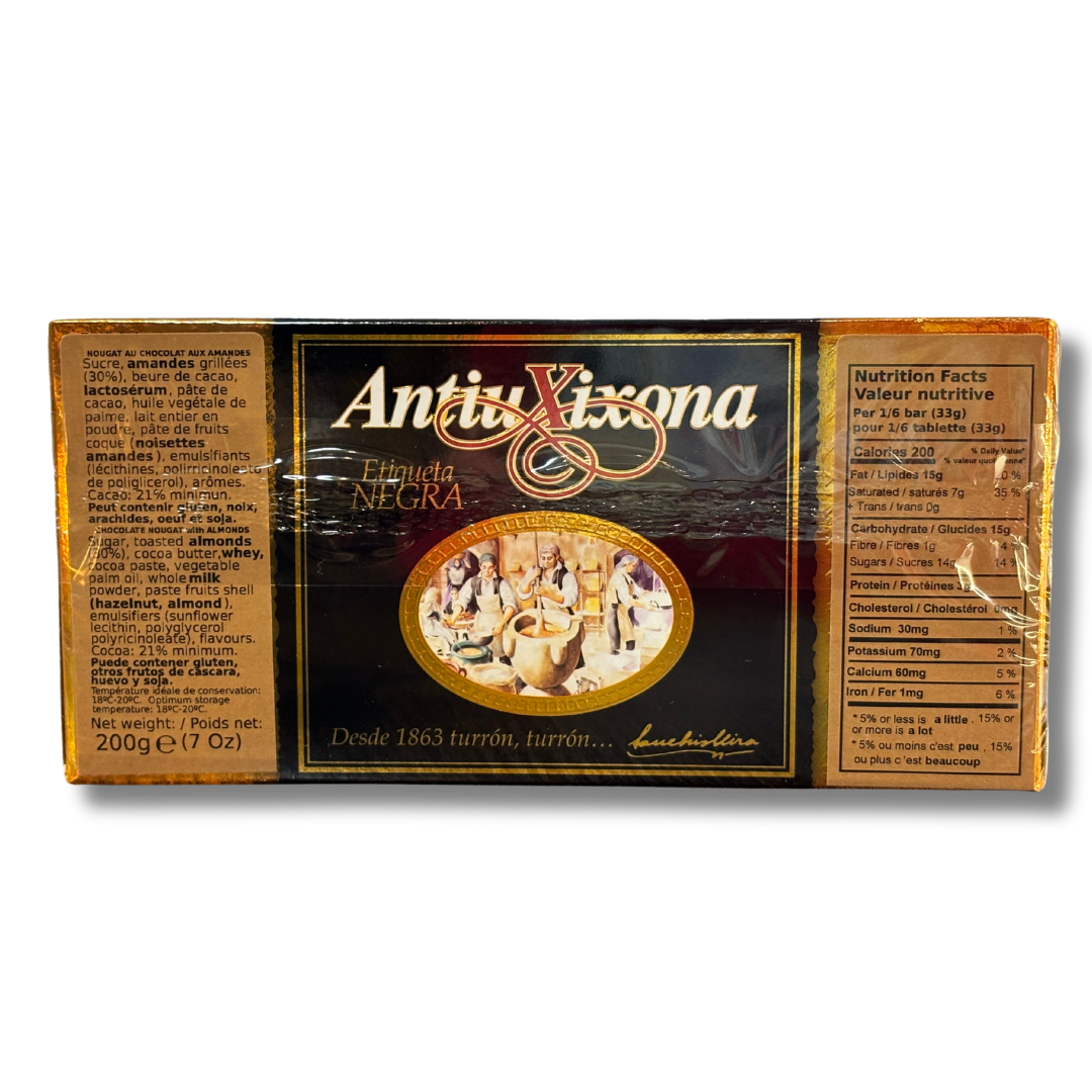 Chocolate with Almonds Nougat - Turron Chocolate Almendras. AntiuXixona, 200g - Little Spain Market