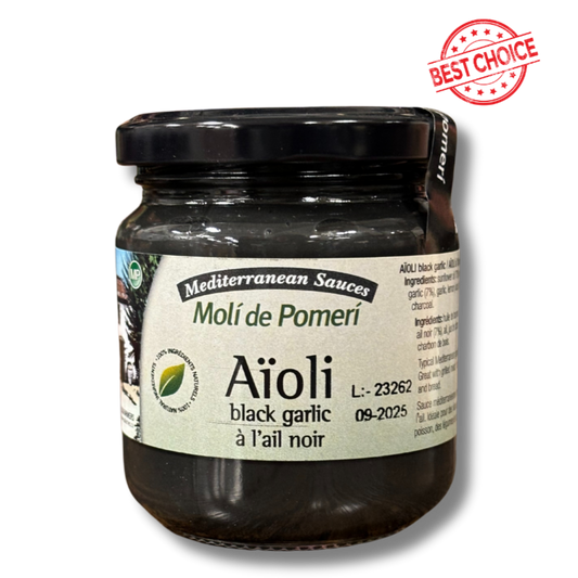 Mediterranean Aioli Black Garlic sauce 185g - Solfarmers