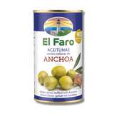 Anchovy Stuffed Green Olives - Aceitunas Rellenas Anchoa. El Faro, 350g - Solfarmers