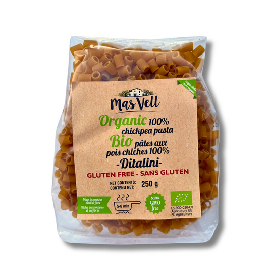 Pasta Ditalini Chickpea - Pasta Ditalini Garbanzos. Mas Vell, 250g