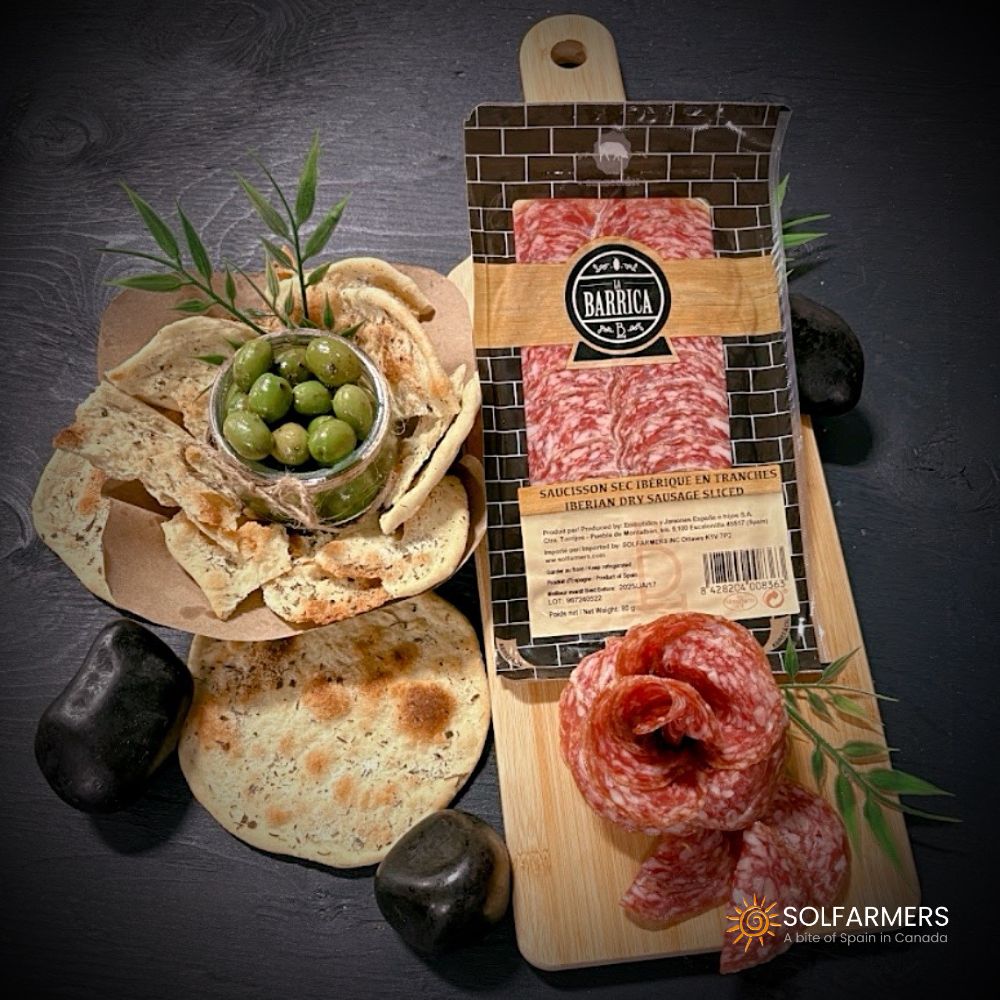 Iberian Dry Sausage Sliced - Salchichon Iberico lonchas. La Barrica, 80g - Little Spain Market