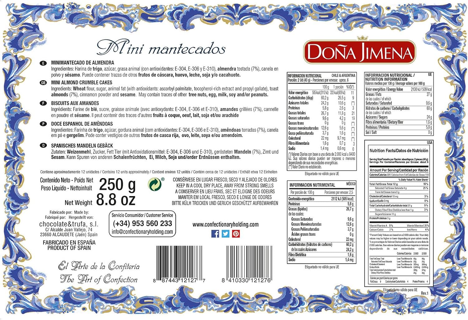 Traditional Spanish mantecados with toasted almonds in Doña Jimena packaging