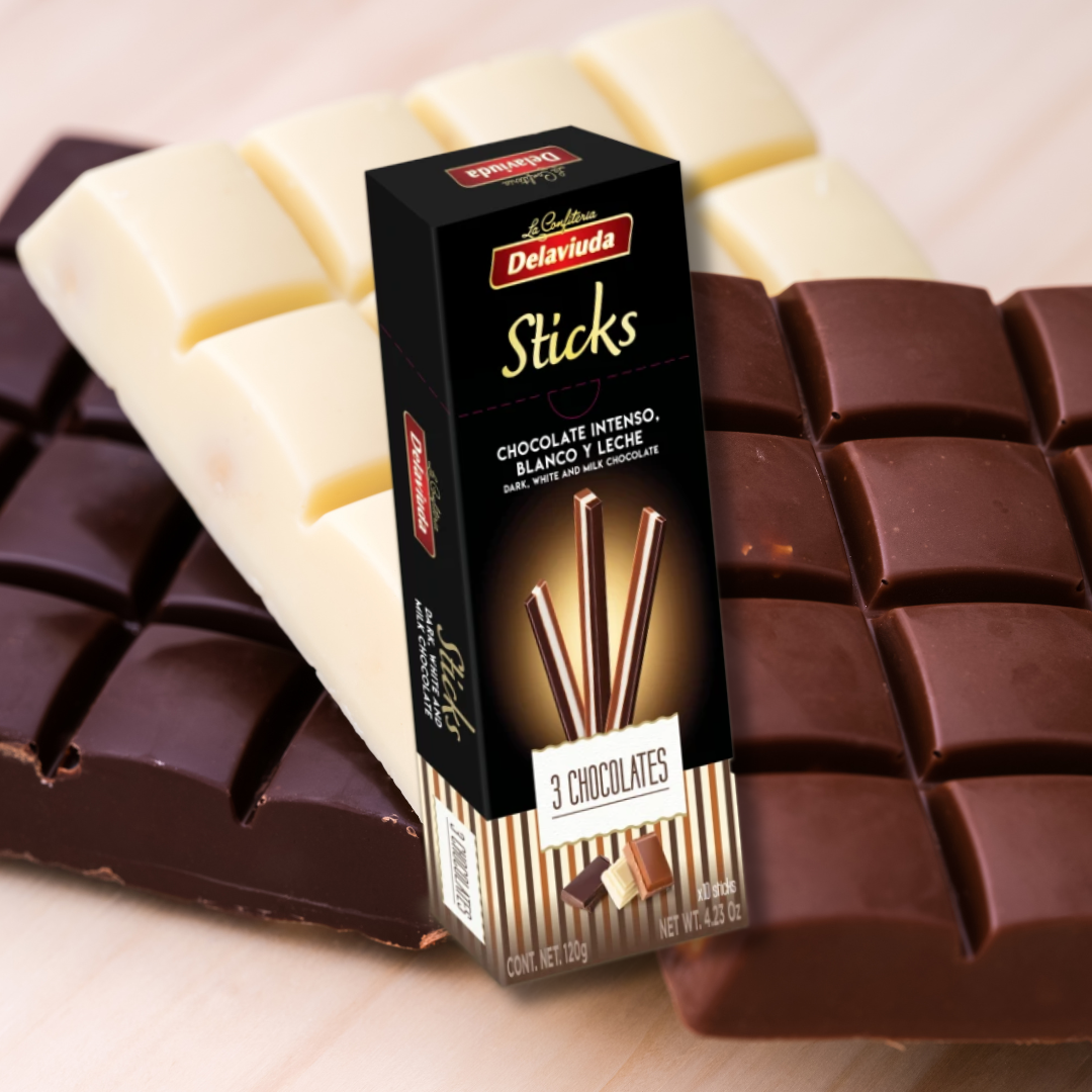 Three Chocolate Sticks - Palitos de Tres Chocolates. Delaviuda, 120g - Little Spain Market