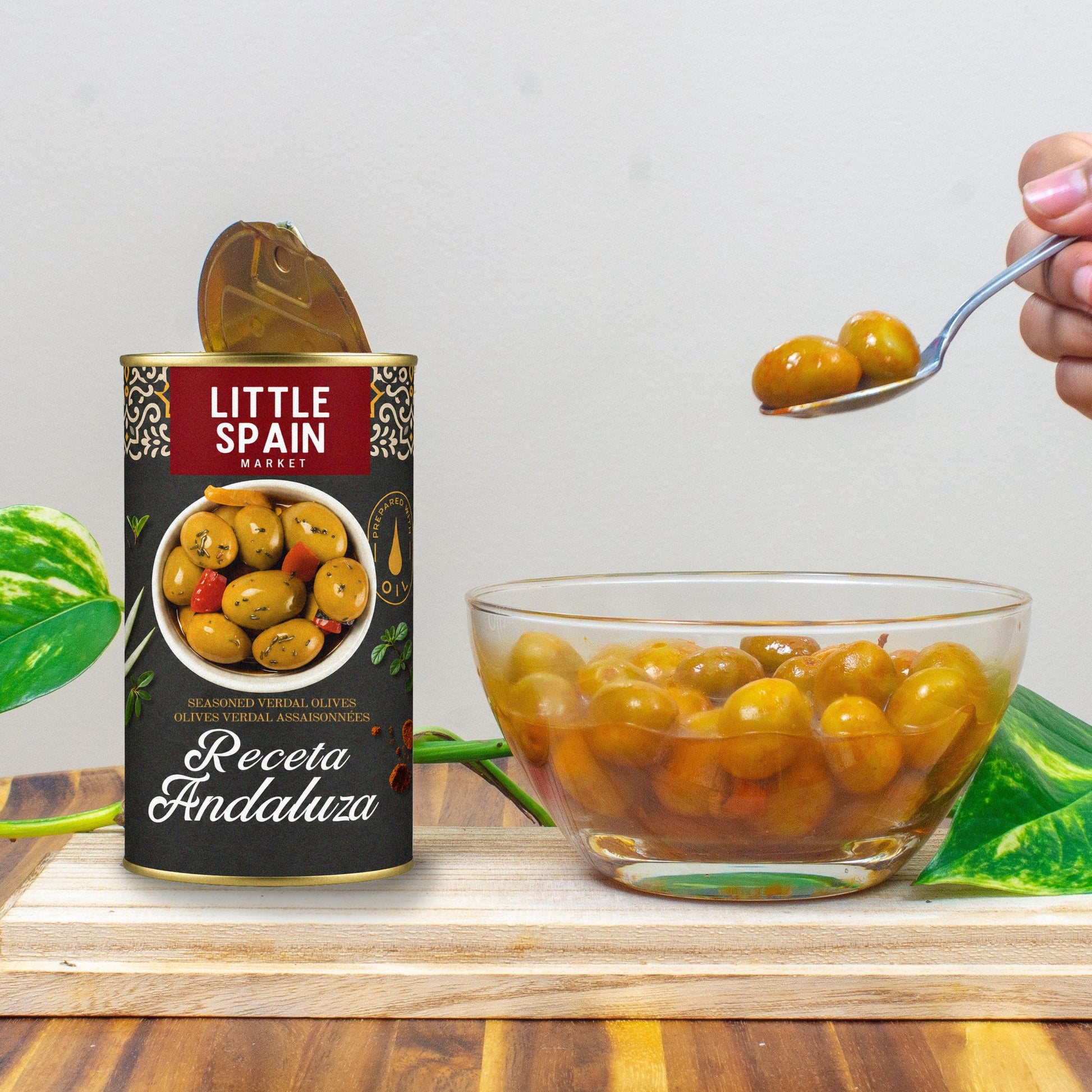 Marinated Green Olives Receta Andaluza - Aceitunas Marinadas. Little Spain, 350g - Little Spain Market