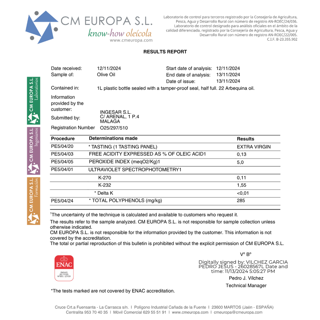 Extra Virgin Olive Oil Arbequina - EVOO. Las Valdesas, 500ml - Solfarmers