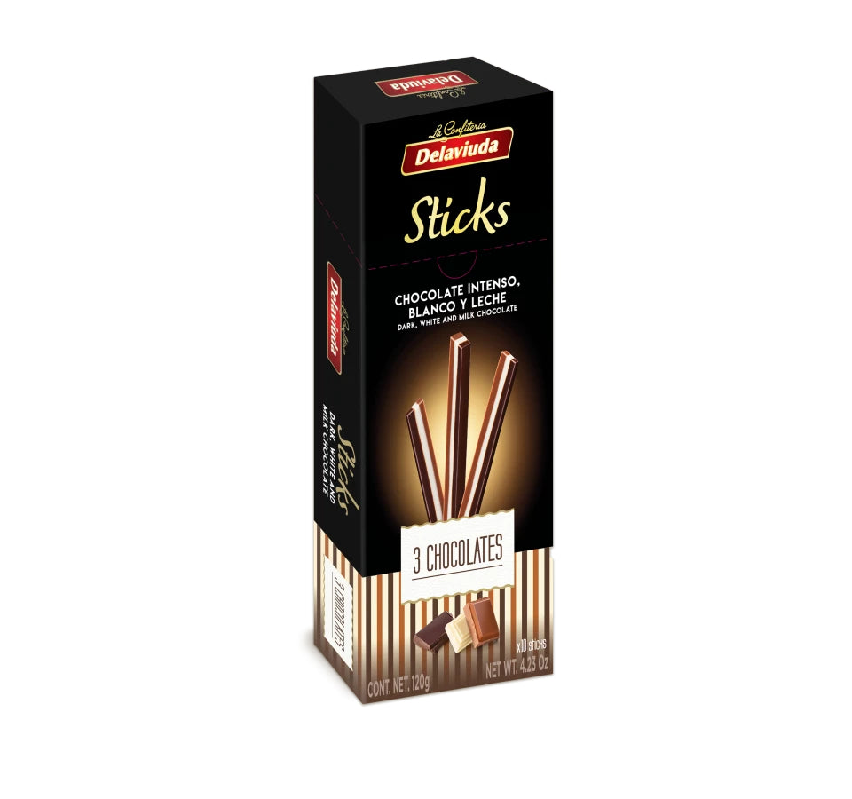 Three Chocolate Sticks - Palitos de Tres Chocolates. Delaviuda, 120g - Little Spain Market