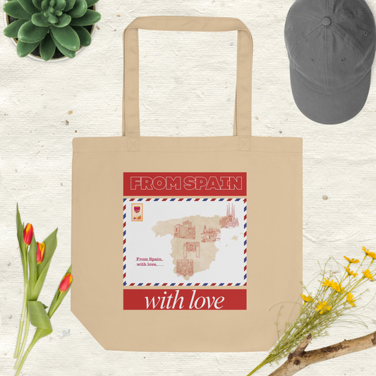 aesthetic tote bag with Spanish text printed